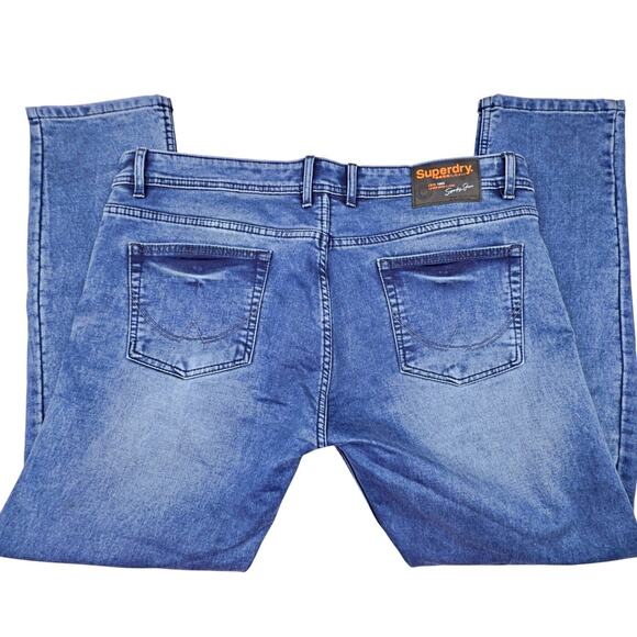 Superdry Copper Black Utility Denim Classic Medium Blue Straight Leg Jeans 42x31 - Picture 3 of 9